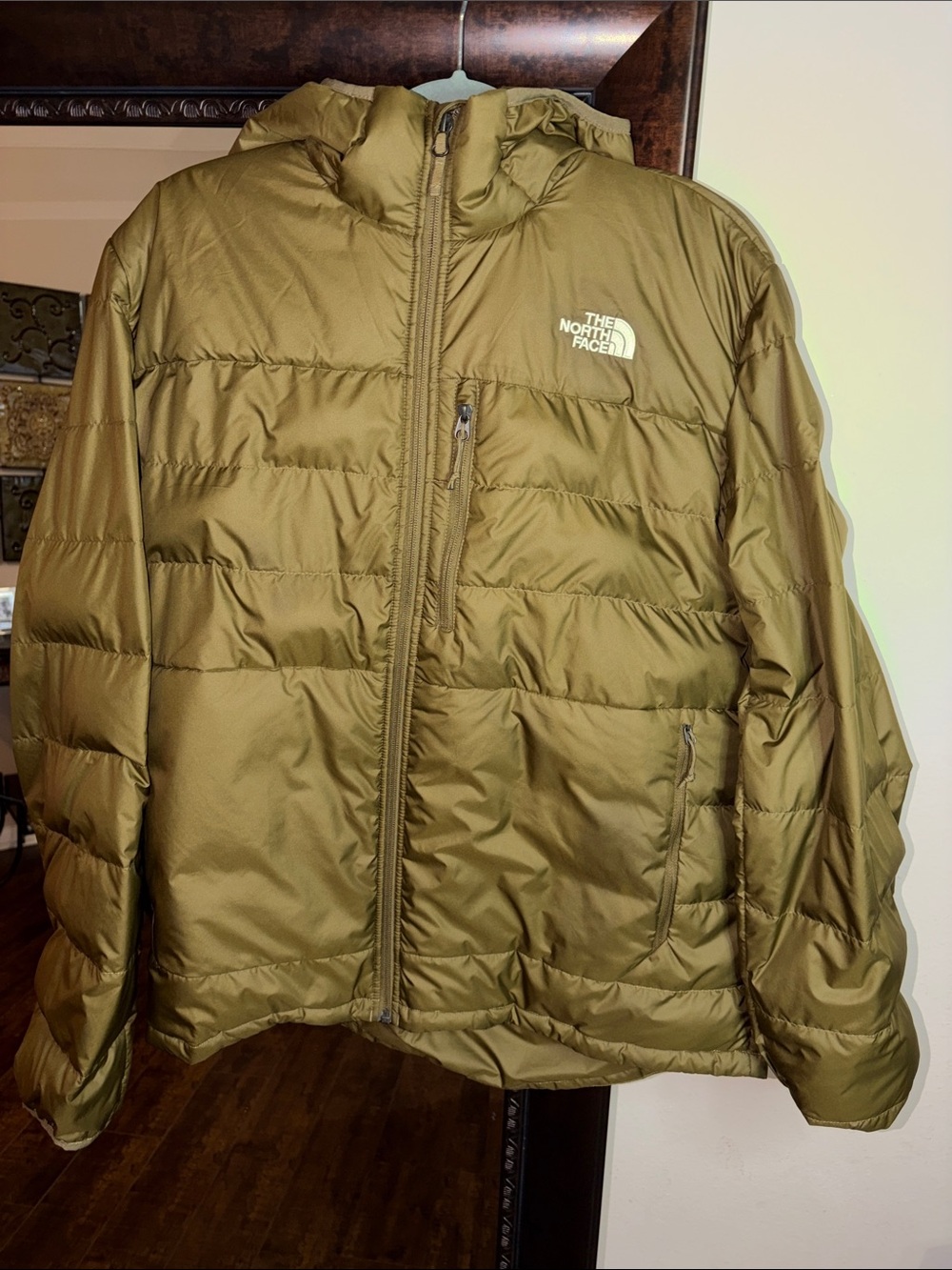 The North Face Men's Olive Puffer Jacket with Hood